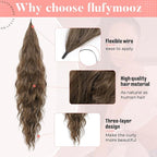 Flufymooz Ponytail Extension, Flexible Wrap Around Ponytail Extension Long Wavy Curly Ponytail Hair Extensions Natural pony tail Synthetic Hairpiece for Women 26 Inch ((Light Brown)