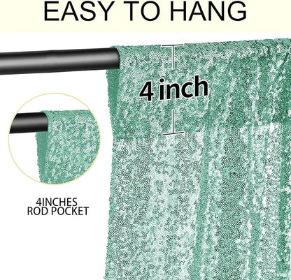2×8FT-6PCS Mint Green Sequin Backdrop Curtains Panels, Photography Backdrop - Image 5
