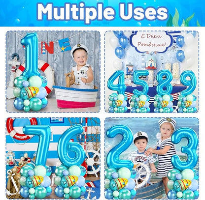 40 Inch Blue Number 8 Balloon Ocean Under the Sea Number Eight Foil Balloons - Image 5
