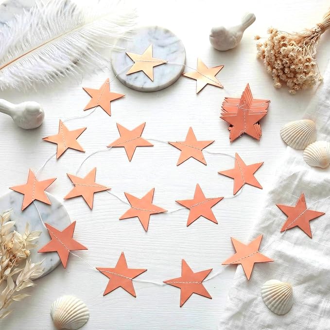 Spakon 65 Feet Glitter Star Paper Garland Banner Hanging Decoration Star - Image 5