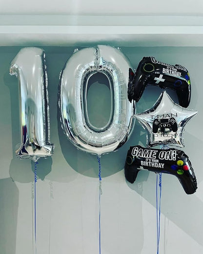 40 Inch Silver 10 Number Balloons Giant 10 Balloons Silver Birthday 10 Balloons - Image 5