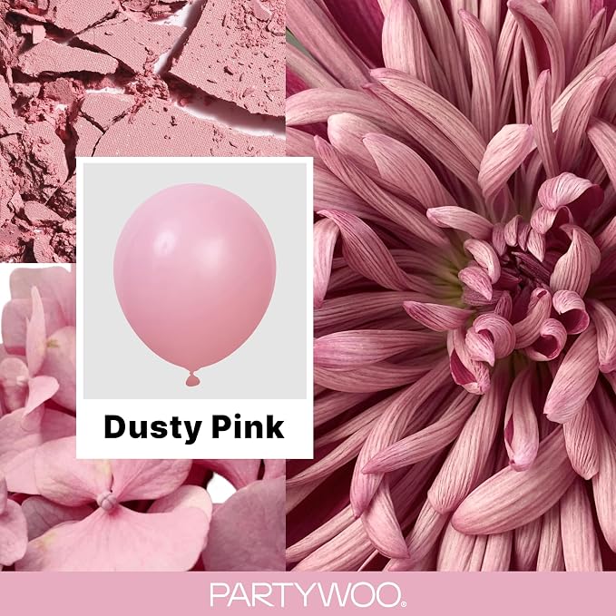 PartyWoo Mauve Dusty Balloons 100pcs Pink Rose Boho Netural Color | 18 12 10 5 - Image 2