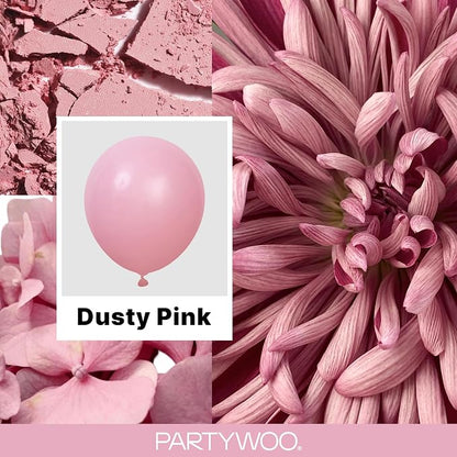 PartyWoo Mauve Dusty Balloons 100pcs Pink Rose Boho Netural Color | 18 12 10 5 - Image 2