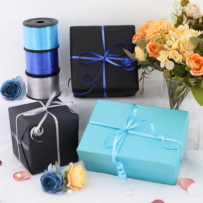 TONIFUL Blue, Light Blue and Silver Curling Ribbon Balloon String | 300 yards - Image 5