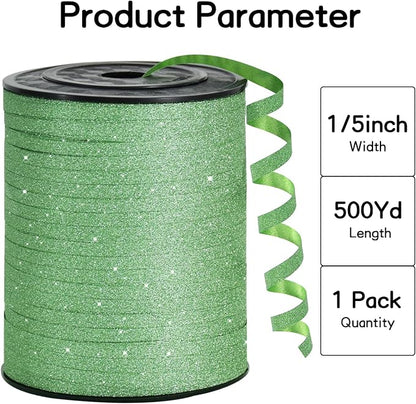 BEISHIDA Light Green Sage Glitter Ribbon - Image 2