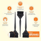 Classic Hair Color Brushes with Built-In Comb - 3 Tint Applicators for Salon Hair Coloring