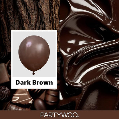 PartyWoo Dark Brown Balloons 4pcs Boho Coffee Neutral Fall Color | 18 12 10 5 - Image 2