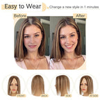 SEGO Hair Toppers for Women Real Human Hair, 7 * 13CM Silk Base 100% Remy Clip in Top Wiglet Hairpieces, Top Pieces Add Volume -12 Inch 4T4P27