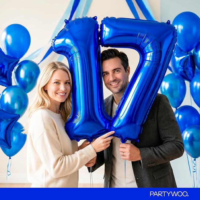 PartyWoo Number Balloons 40 Inch Blue Number 7 Kit - Image 9