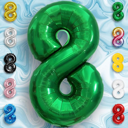 Green Number Balloon 8 Mylar Foil Balloons 16 Inch - Image 2