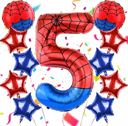 40 Inch Spider Theme Number Balloon, Number Block Foil Number 5 Balloons Large by AXBMM