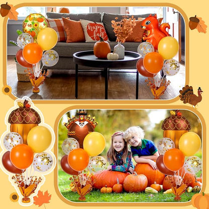 Civaner Thanksgiving Turkey Party Balloons Stand Kit 6 Sets, 36 Latex & 6 Foil - Image 2