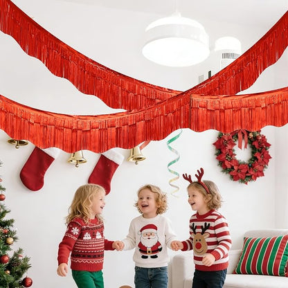 LOLStar Red Foil Fringe Tinsel Garland, Tinsel Streamers Banner, 6 Pack | 60Ft - Image 8