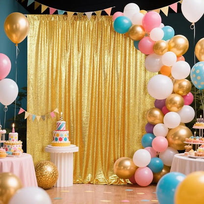 SquarePie 20x10ft Gold Sequin Backdrop, High Density Non-Transparent Glitter - Image 3