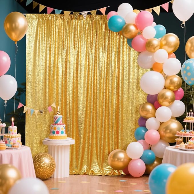 SquarePie 6x6ft Gold Sequin Backdrop, High Density Non-Transparent Glitter - Image 3