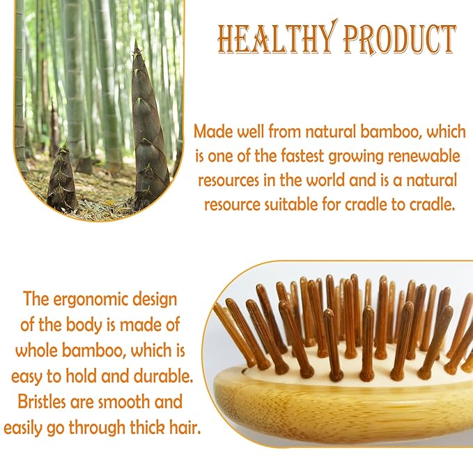Sofmild Mini Detangling Hair Brush for Women/Kids Wet Curly Hair - Small Compact Travel Size Bamboo Brush for Purse, Vacation & Car, All Hair Types
