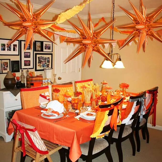 TONIFUL 4 Pcs Explosion Star Balloons Orange Foil Balloon Party Decorations | - Image 4