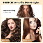 PRITECH Flat Iron Hair Straightener and Curler 2 in 1, Titanium Flat Iron with Negative Ions, Adjustable Temp(248℉-450℉) and Automatic Shut Off (Black)