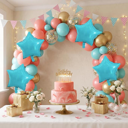 TONIFUL 15Pcs Star Shaped Balloons 18Inch Iridescent Teal Blue Foil Balloon | - Image 5