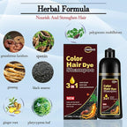 Dark Wine Red Hair Dye Shampoo 3 in 1 for Gray Coverage, Long-Lasting Hair Color Shampoo for Women & Men, Champu Para Canas Mujer Easy to Use At Home 500ML