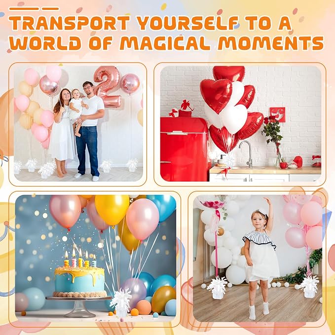16 Pack White Balloon Weights Metallic Holder Anchors Balloon Holder Weights - Image 5
