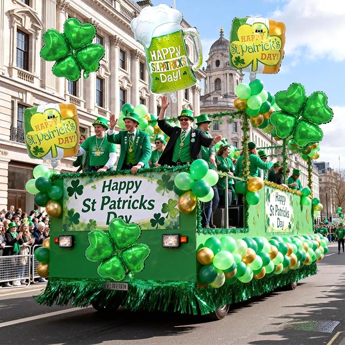 St. Patrick's Day Balloons 5pcs 18 Inch Shamrock Balloons Clover Foil Balloon - Image 7