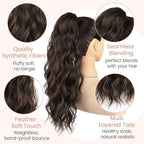 Claw Clip Ponytail Extension 18 Inch Curly Wavy Ponytail Extension Jaw Clip on Pony Tails Hairpiece for Women Fluffy Natural Synthetic for Daily Use (Dark Chestnut Brown)