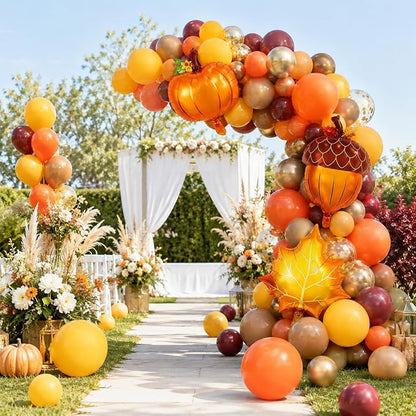 Fall Balloon Arch Kit, Thanksgiving Orange Burgundy Yellow Balloon Garland | - Image 9