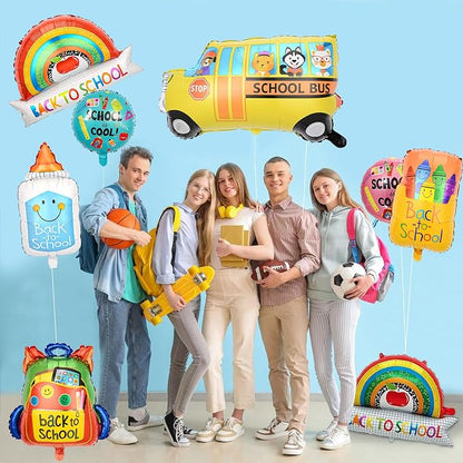 7 Pcs Back to School Balloons, School Bus Balloon, Colorful Schoolbag Pencil - Image 7