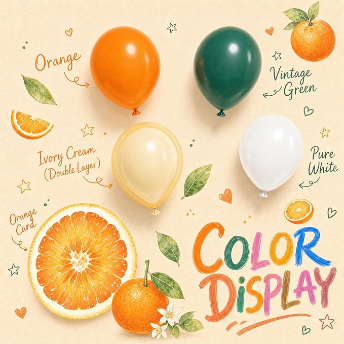 Orange Green Balloon Arch Kit for Little Cuties Baby Shower | 124Pcs Pastel - Image 4