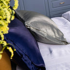 NTBAY 12 Pack Satin Standard Pillowcases for Hair and Skin, Luxurious and Silky Pillow Cases with Envelope Closure, 20x26 Inches, Grey