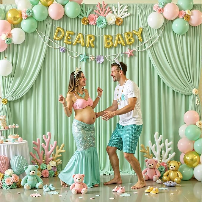 6 Panels Sage Green Backdrop Curtains - Image 4