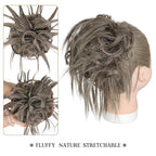 HMD Tousled Updo Messy Bun Hair Piece Hair Extension Ponytail With Elastic Rubber Band Updo Bun Synthetic Hairpieces for Women