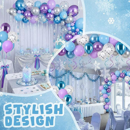 Civaner 48 Pcs Snowflake Balloons Bulk 12 Inches Pastel Blue Metallic Purple - Image 5