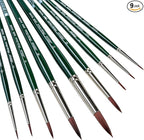 Silver Brush Limited RS-2599S Ruby Satin Short Handle Round Bushes with Stiffer Synthetic Feel, 9pc Premium Painting Set for Oil, Acrylic, and Heavy Body Paints, Sizes 3/0, 2/0, 0, 1, 2, 4, 6, 8, & 10