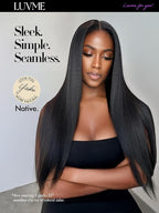 LUVME Yaki Straight Seamless 2 Pack 220g 14Pcs Clip in Hair Extensions Full Max with 16inch Natural Black 100% Real Soft Human Remy Human Hair Extensions