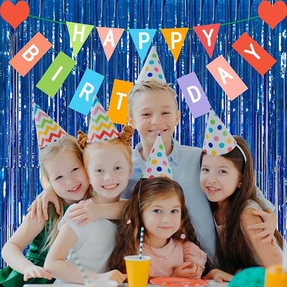 20 Pack Foil Curtain Backdrop Blue Metallic Tinsel Foil Fringe Curtains Photo - Image 5