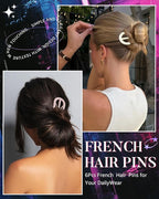 French Hair Pin for Women - U-Shaped Hair Fork for Updos, Chignons & French Twists, Durable Acrylic, Secure & Elegant Styling for All Hair Types (Quiet Tones (Glossy))