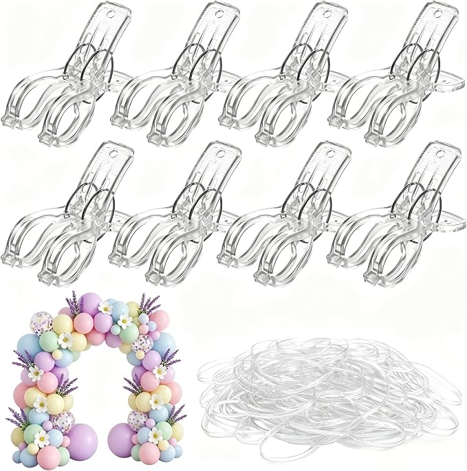 8 Pack 4.3inch Large Balloon Arch Clips Plastic Transparent Backdrop Spring by Miliocry