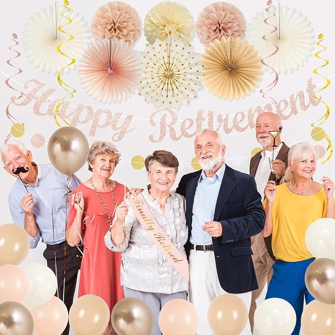 Vlipoeasn Champagne Gold Beige Retirement Decorations - Image 4