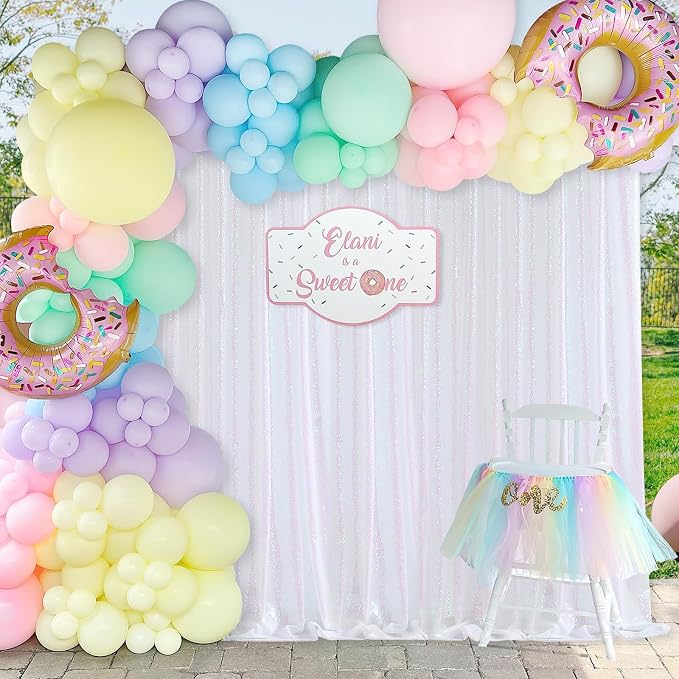 White Iridescent Sequin Backdrop 7ft x 7ft Glitter Photo Booth Backdrop | - Image 2