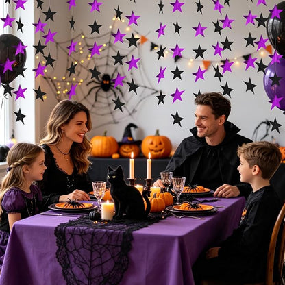 BEISHIDA 6Pcs Black and Purple Star Garland Decor Twinkle Paper Star Streamers - Image 4