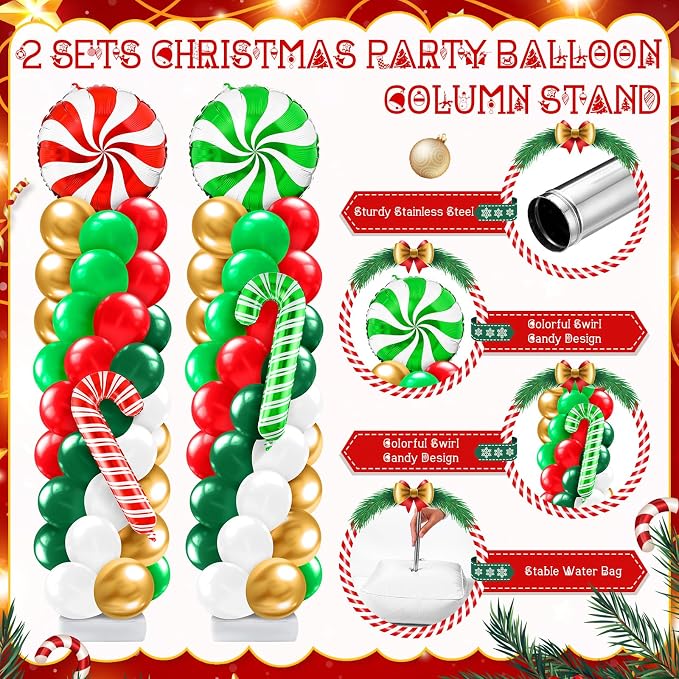 Kasyat 2 Sets Christmas Candy Balloon Column Stand Kit - Image 3