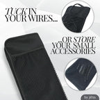 New: Hair Straightener Mat & Pouch by j&m - Enhanced Heat Resistant - Fits ghd, BaByliss & Larger Flat Irons - Zip-Up All-in-One Compact Travel Case (Felt Mat)