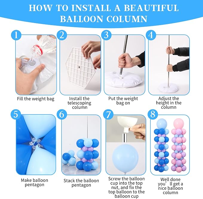Blue Pink and Purple Balloon Column Stand Kit Set of 2 - Image 5