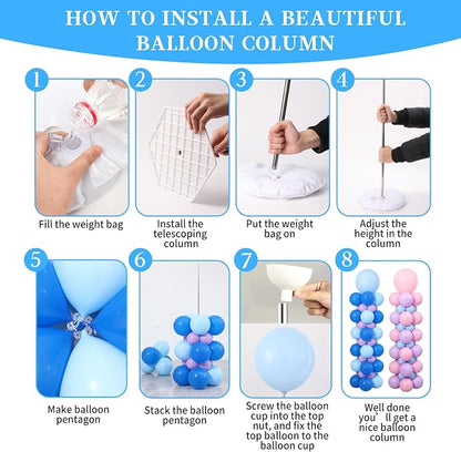 Blue Pink and Purple Balloon Column Stand Kit Set of 2 - Image 5