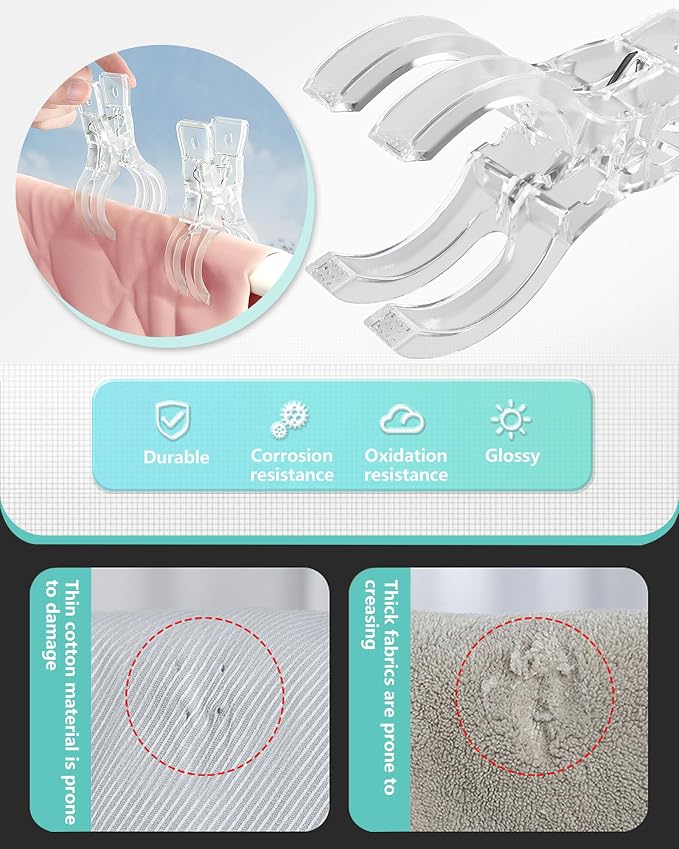 Esvara Clear Plastic Clips, 20 Pack 3.5 Inch Transparent Spring Clips - Image 3