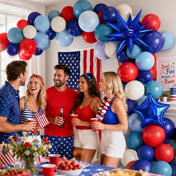 Red White Blue Balloons 4th of July Balloon Star Foil Balloon Navy Royal Dusty - Image 5