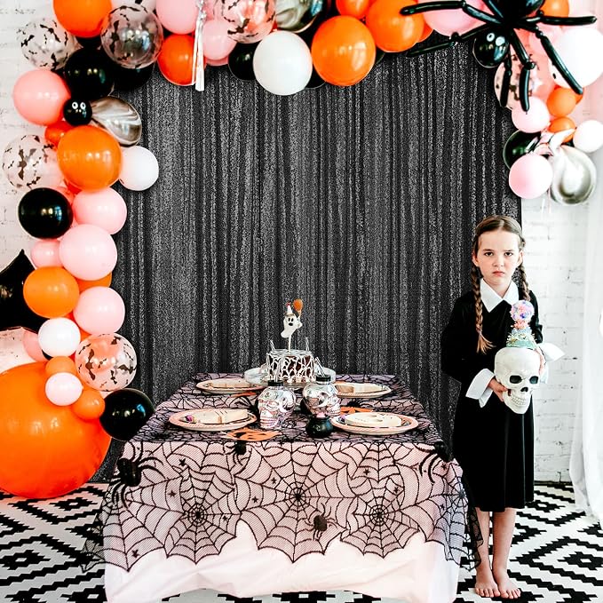 Hahuho Black Sequin Backdrop Curtain, Party Decoration（6 Panels, 2FT x 8FT - Image 7