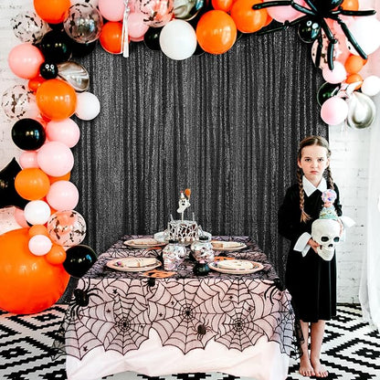 Hahuho Black Sequin Backdrop Curtain, Party Decoration（6 Panels, 2FT x 8FT - Image 7